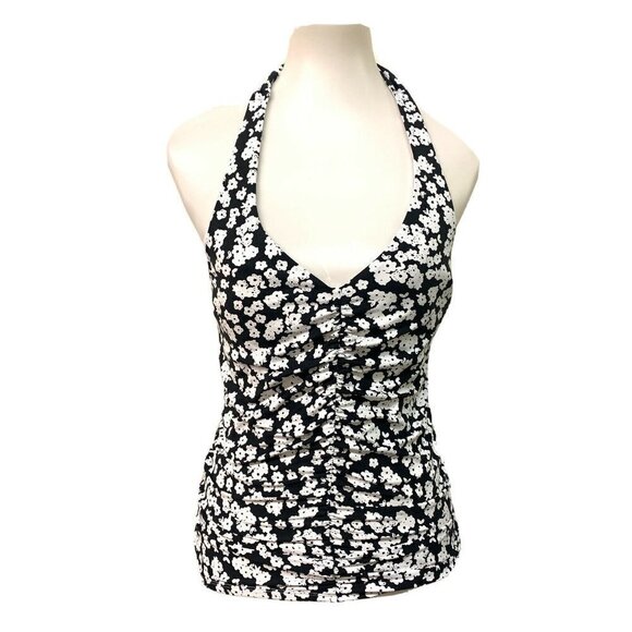 Anne Cole Black White Floral Halter Tankini Swim Swimsuit - Picture 1 of 4